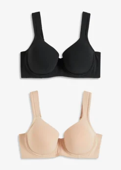 bonprix bonprix Sujetador con aros y algodón orgánico (2 unidades) Negro-beige mate Best