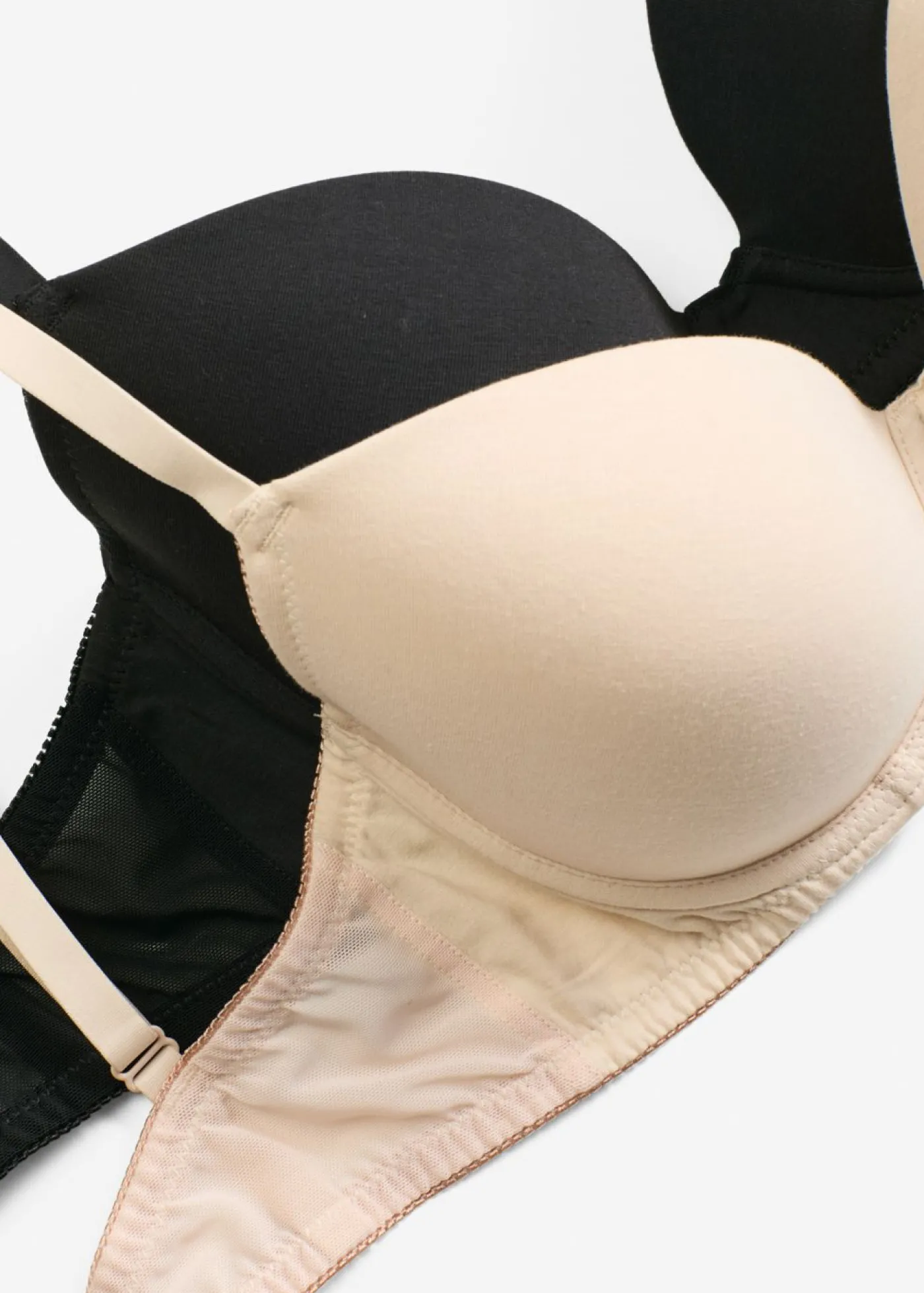 bonprix bonprix Sujetador con aros y algodón orgánico (2 unidades) Beige arena-negro Outlet
