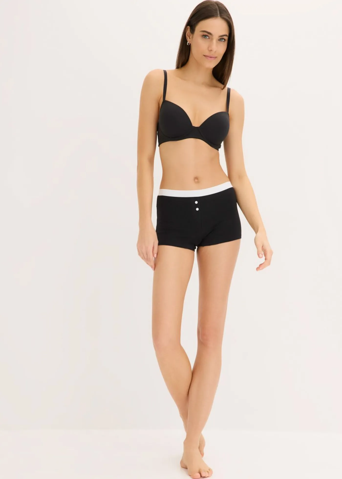 bonprix bonprix Sujetador con aros y algodón orgánico (2 unidades) Beige arena-negro Outlet
