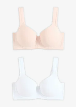 bonprix bonprix Sujetador con aros y algodón orgánico (2 unidades) rosa seda/blanco Best