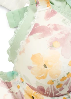 bonprix bonprix Sujetador con aros y algodón orgánico (2 unidades) verde pastel-blanco lana con flores Discount