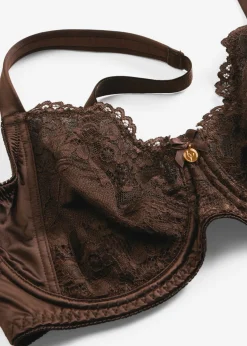 bonprix bonprix Sujetador con aros y efecto brillante Marrón oscuro
