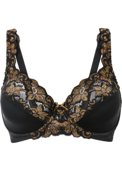 bonprix bonprix Sujetador con aros y encaje delicado Negro-marrón-dorado Sale