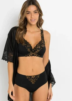 bonprix bonprix Sujetador con aros y encaje delicado Negro-marrón-dorado Sale