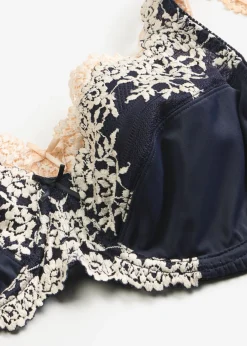 bonprix bonprix Sujetador con aros y encaje delicado (2 unidades) Azul marino + beige perla de flores Sale
