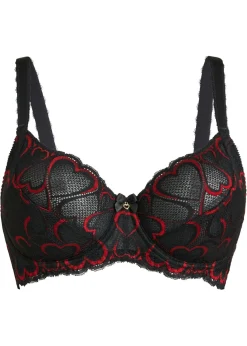 bonprix bonprix Sujetador con aros y encaje delicado Negro-rojo salsa Online