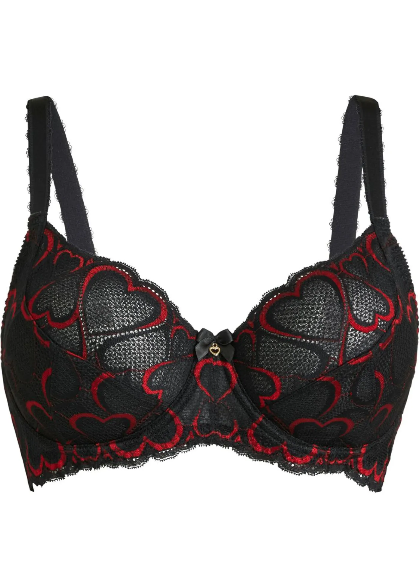 bonprix bonprix Sujetador con aros y encaje delicado Negro-rojo salsa Online