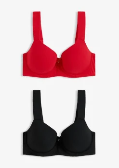 bonprix bonprix Sujetador con aros y encaje (2 unidades) Rojo salsa + negro Online