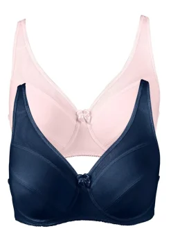 bonprix bonprix Sujetador con aros y malla (2 unidades) rosa pálido + azul marino Hot