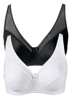 bonprix bonprix Sujetador con aros y malla (2 unidades) Negro-blanco Hot