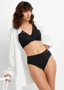 bonprix bonprix Sujetador con aros y malla (2 unidades) Negro-blanco Hot