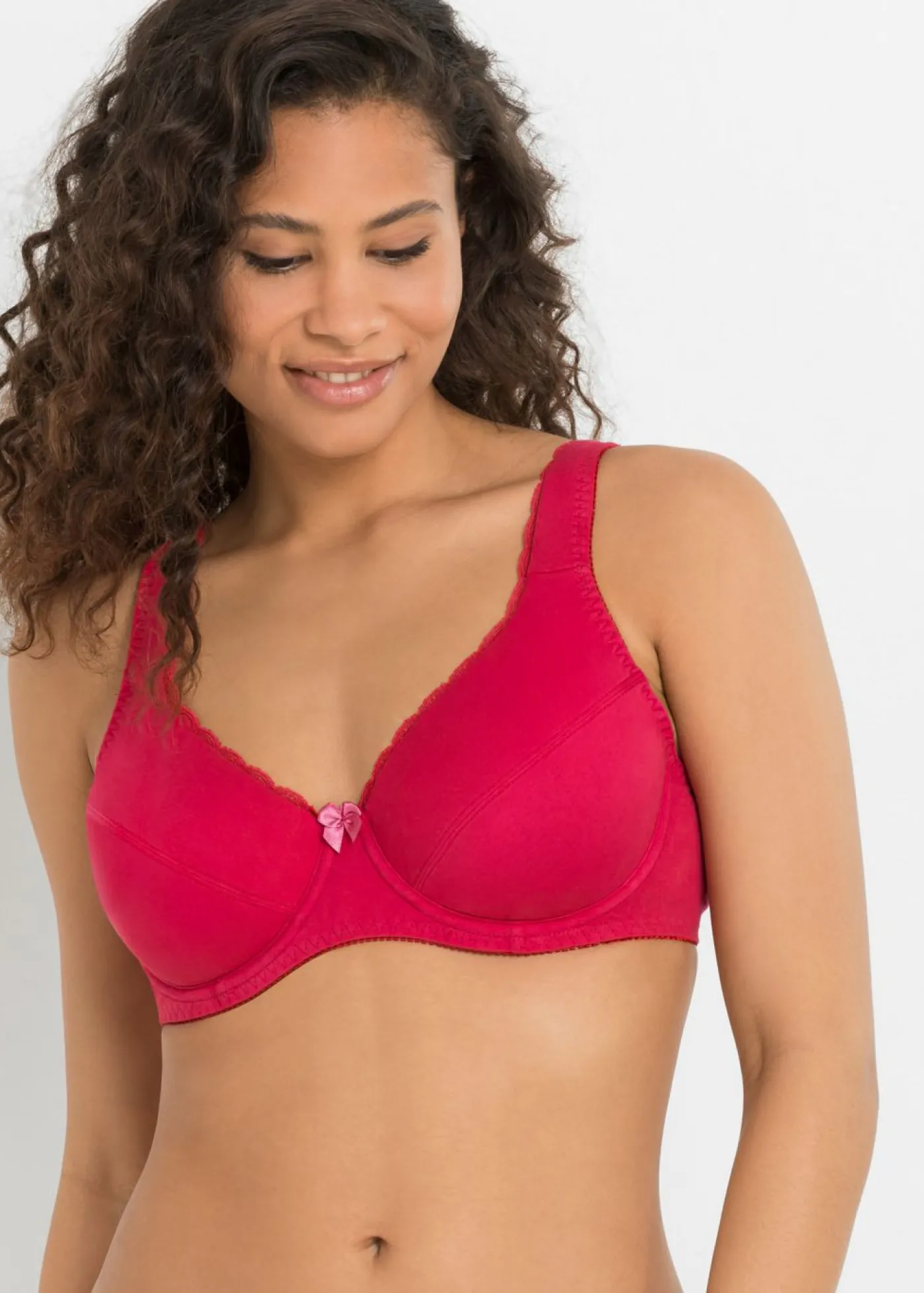 bonprix bonprix Sujetador con aros y suave algodón orgánico (3 unidades) Rojo sangría + azul marino profundo + crudo Discount