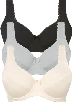 bonprix bonprix Sujetador con aros y suave algodón orgánico (3 unidades) Negro + rosa crema + plata mate Best