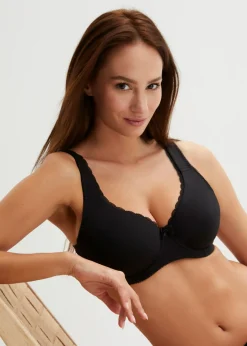 bonprix bonprix Sujetador con aros y suave algodón orgánico (3 unidades) Negro + rosa crema + plata mate Discount