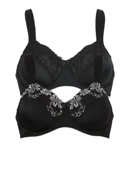 bonprix bonprix Sujetador con aros y tirantes acolchados (2 unidades) Negro + negro + blanco Outlet