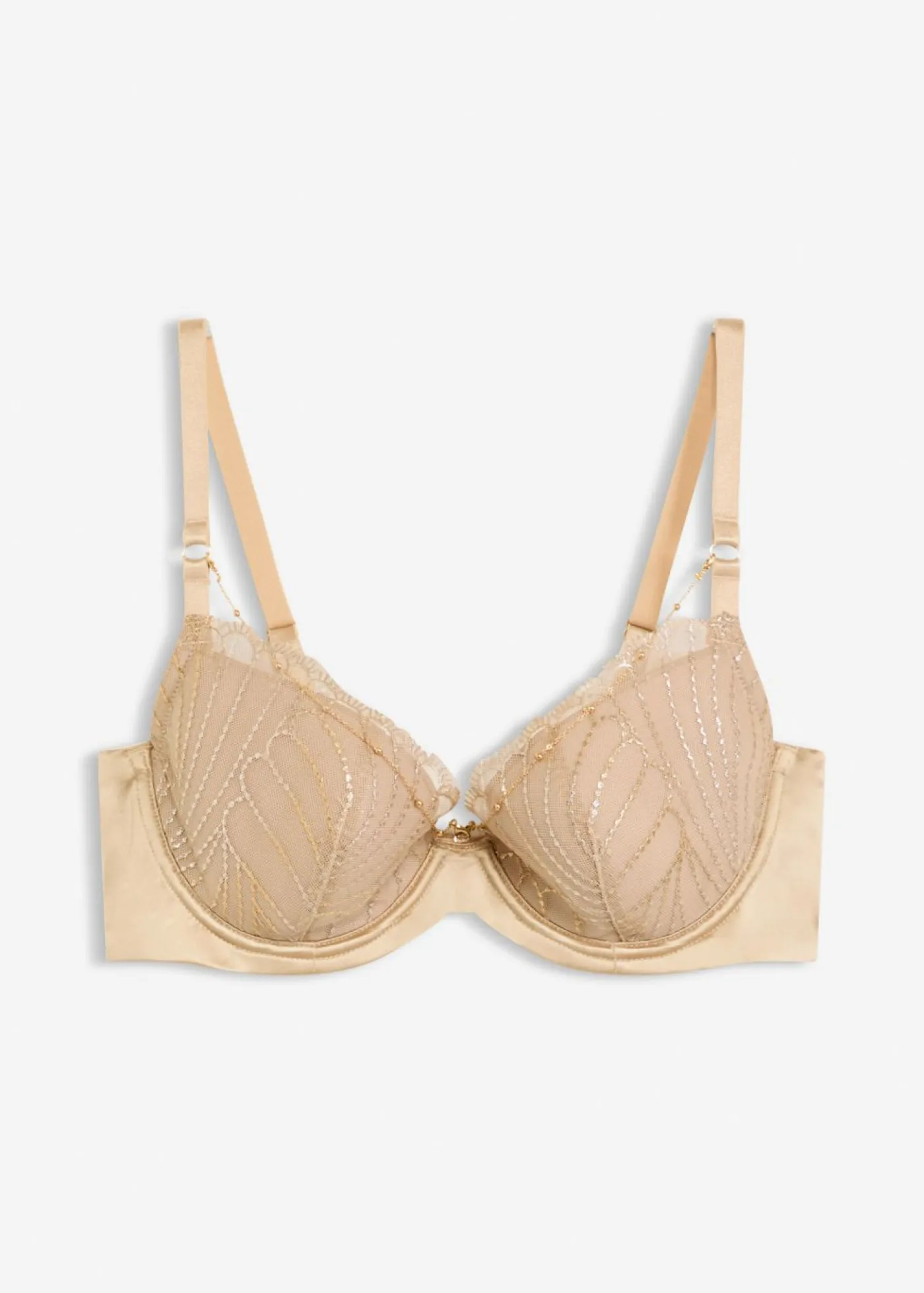 bonprix bonprix Sujetador con bordado delicado y accesorio de cadena desmontable Beige pardo