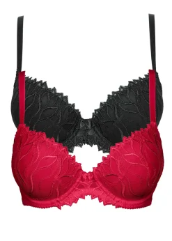 bonprix bonprix Sujetador con bordado delicado (2 unidades) Rojo-negro Discount