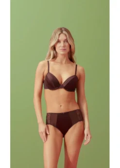 bonprix bonprix Sujetador con elegante efecto brillante Marrón oscuro Hot