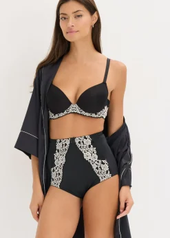 bonprix bonprix Sujetador con encaje bicolor Negro-blanco lana New