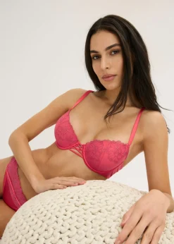 bonprix bonprix Sujetador con encaje de flores rosa coral Discount