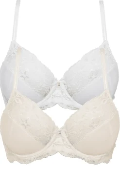 bonprix bonprix Sujetador con encaje fino (2 unidades) blanco-champán Sale