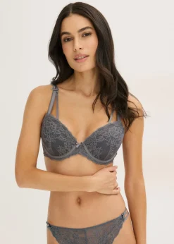 bonprix bonprix Sujetador con encaje fino Gris granito Hot