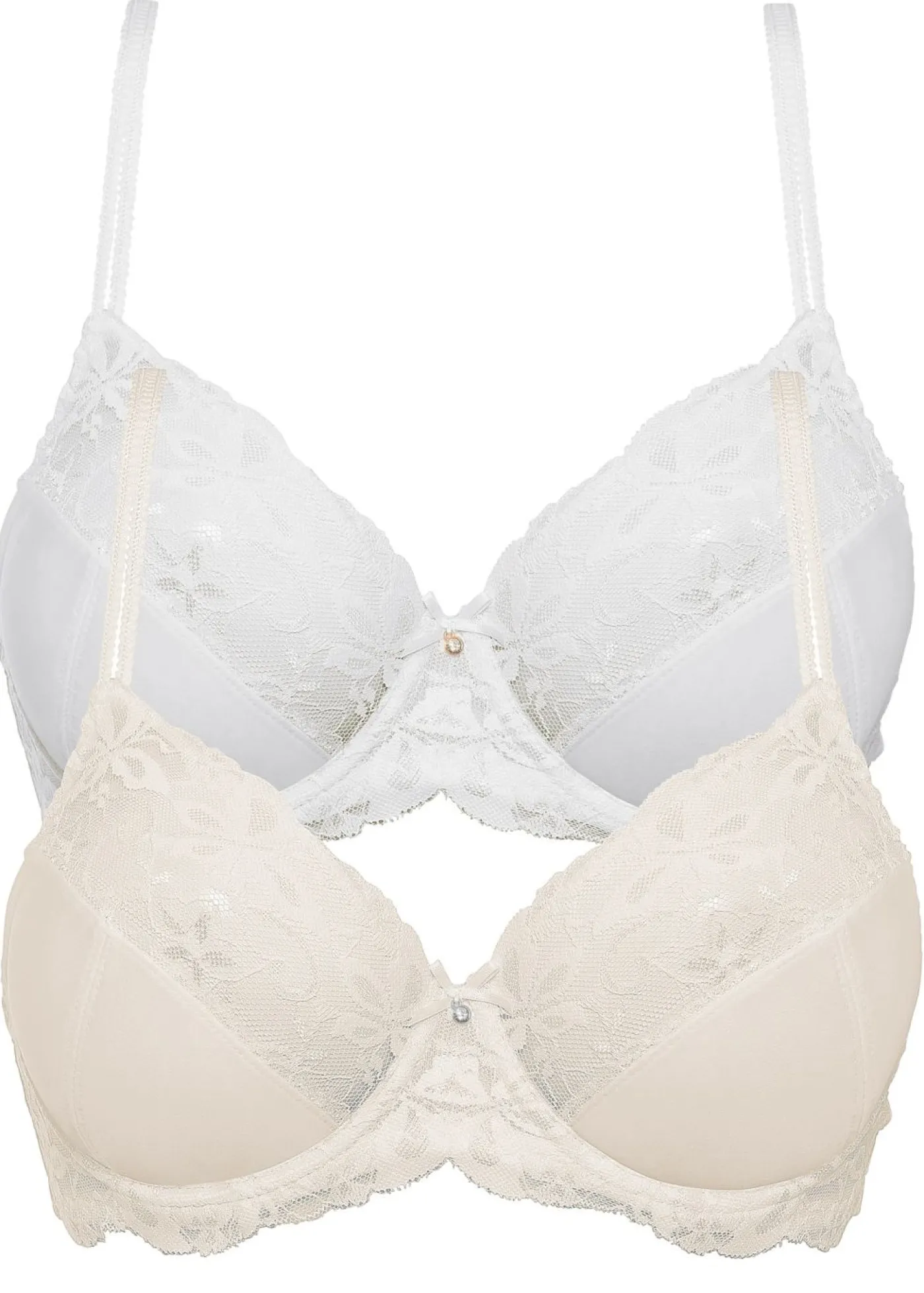 bonprix bonprix Sujetador con encaje fino (2 unidades) blanco-champán Discount