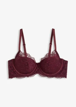bonprix bonprix Sujetador con encaje fino rojo burdeos Outlet
