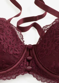bonprix bonprix Sujetador con encaje fino rojo burdeos Outlet