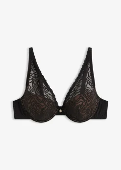 bonprix bonprix Sujetador con encaje fino negro-marrón claro Clearance