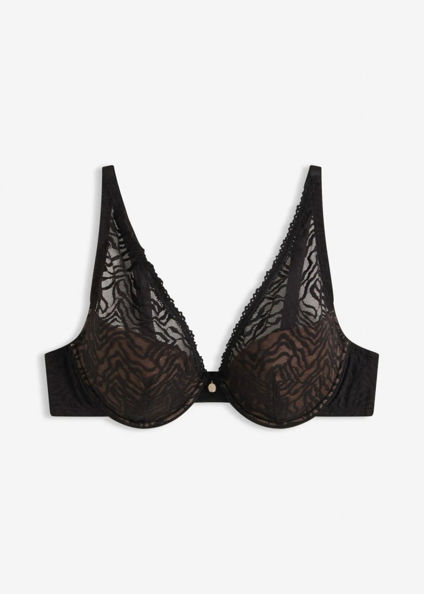bonprix bonprix Sujetador con encaje fino negro-marrón claro Clearance