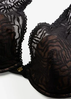 bonprix bonprix Sujetador con encaje fino negro-marrón claro Clearance