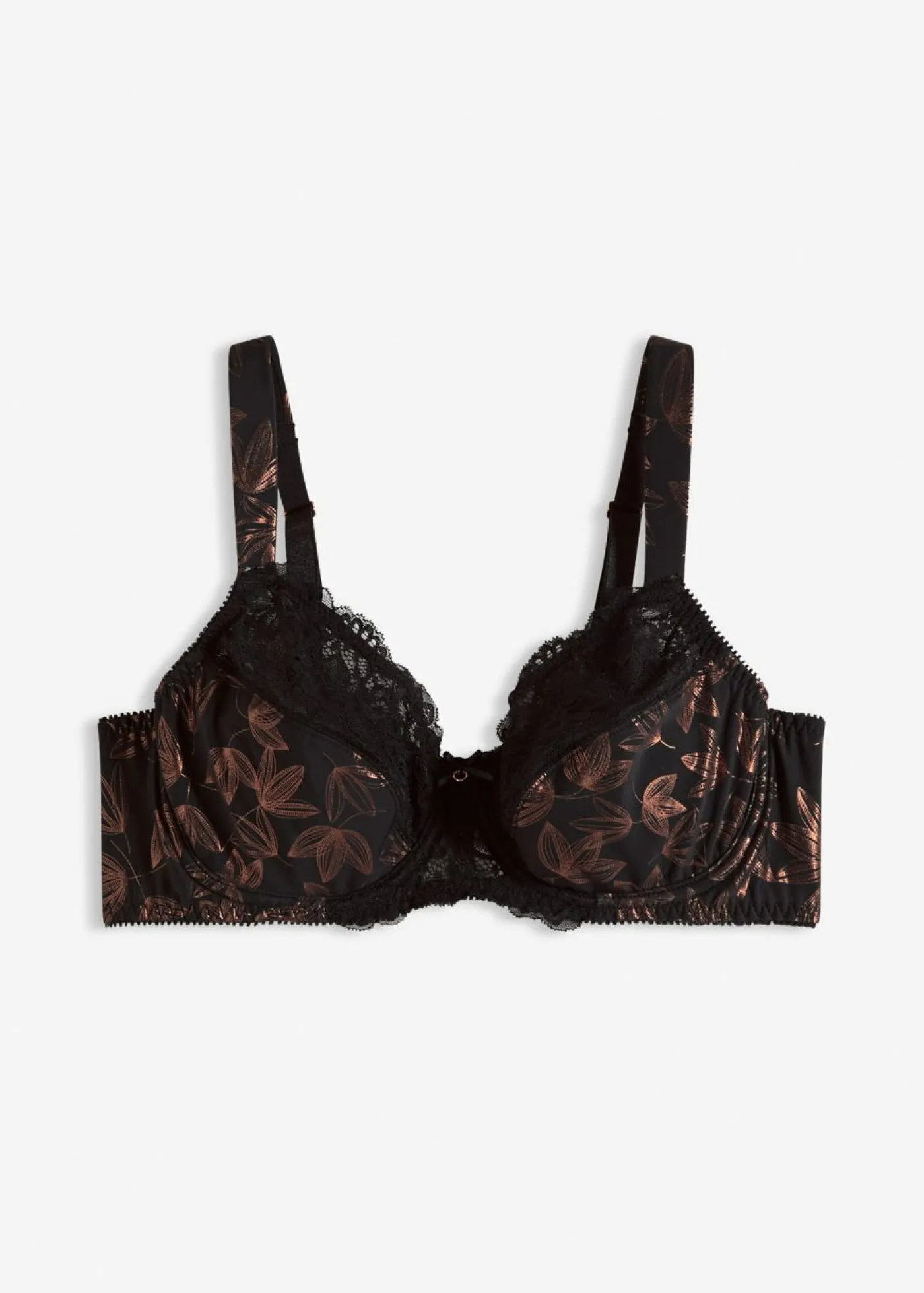 bonprix bonprix Sujetador con estampado brillante Negro-cobre metalizado