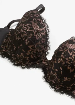 bonprix bonprix Sujetador con hilo brillante Negro-cobre metalizado Online