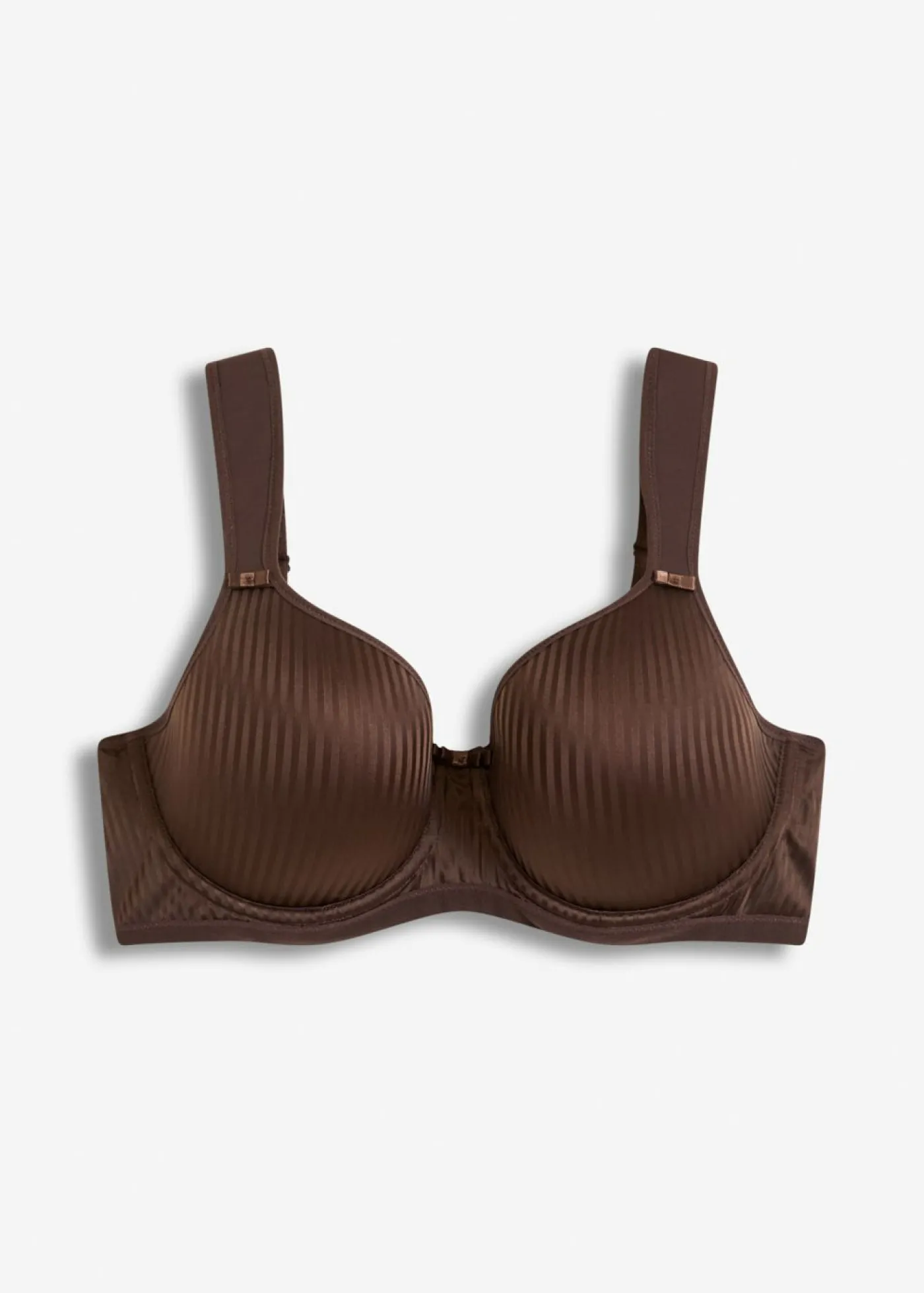 bonprix bonprix Sujetador con tirantes acolchados y efecto brillante marrón oscuro con rayas Hot