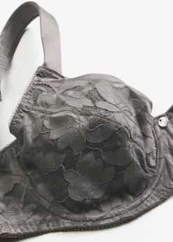 bonprix bonprix Sujetador con tirantes acolchados y encaje brillante Gris granito Online