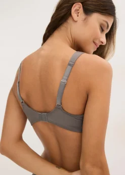 bonprix bonprix Sujetador con tirantes acolchados y encaje brillante Gris granito Online