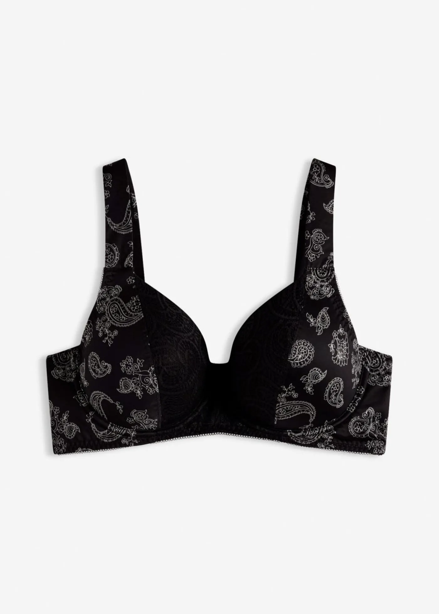 bonprix bonprix Sujetador con tirantes acolchados Negro con patrón Paisley Hot