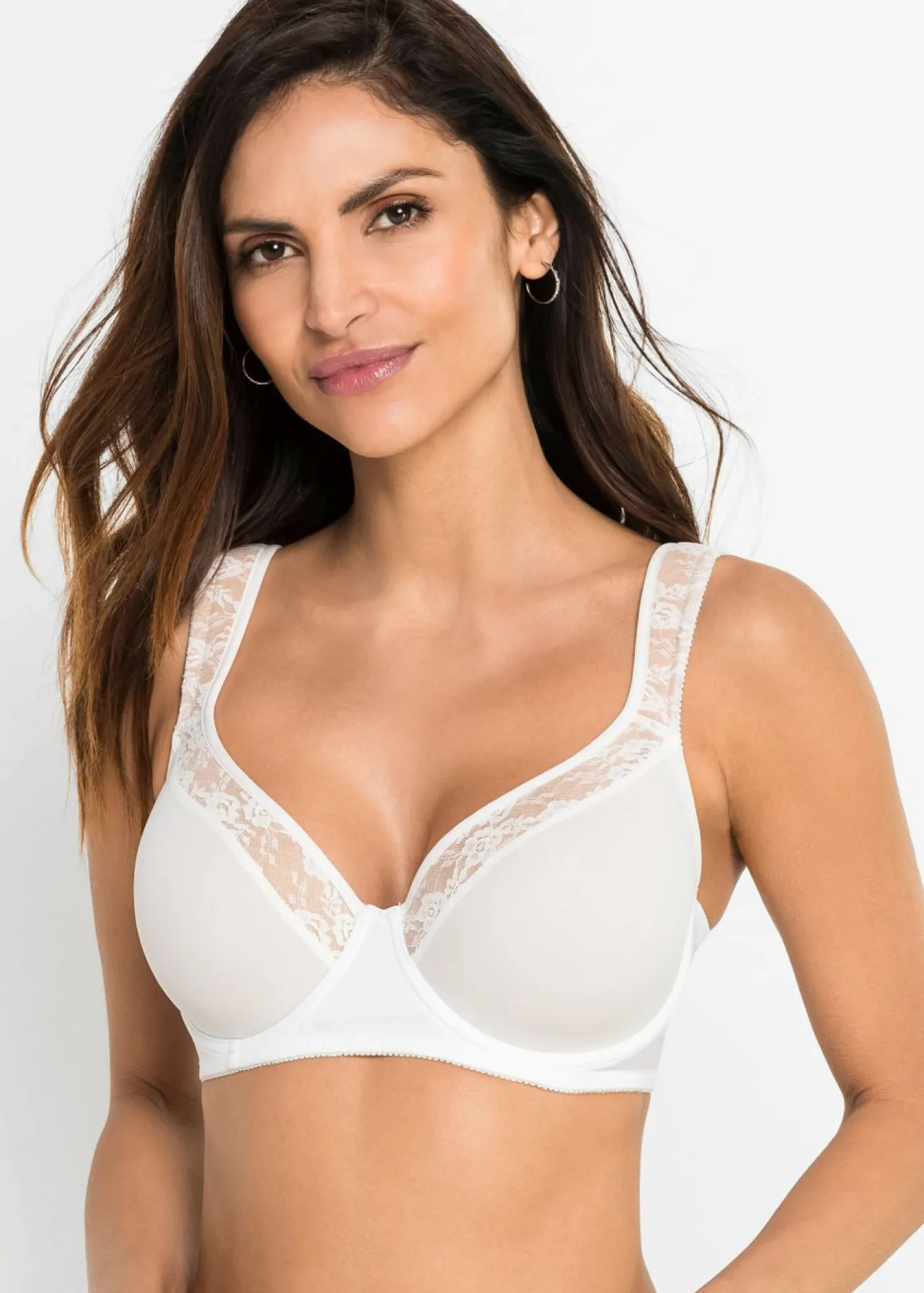 bonprix bonprix Sujetador con tirantes acolchados Blanco lana/capuchino