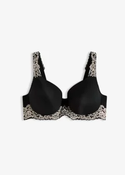 bonprix bonprix Sujetador con tirantes acolchados Negro-blanco lana Best