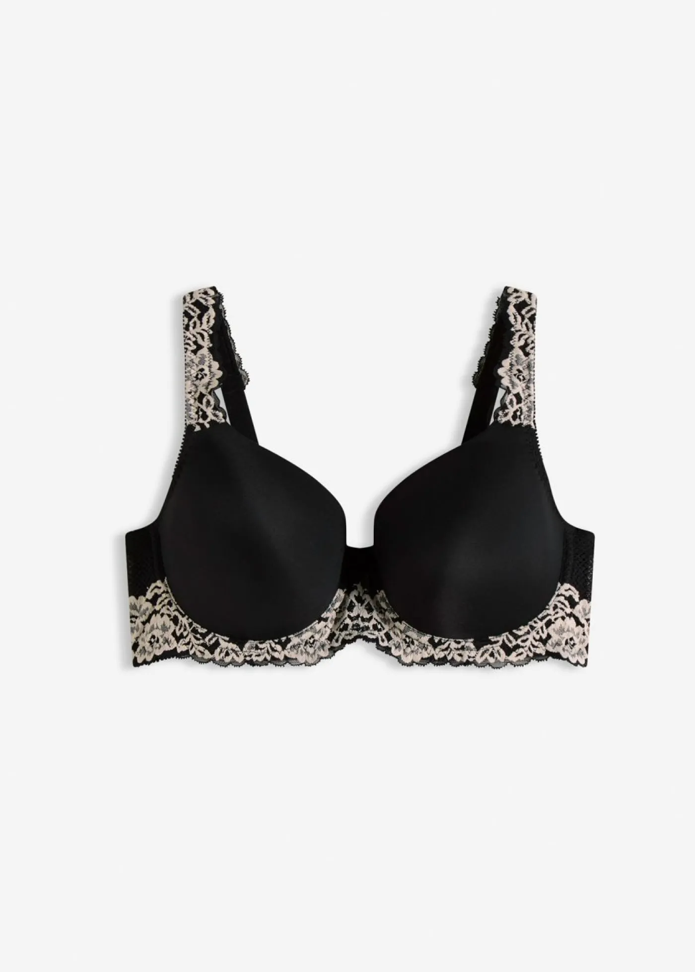 bonprix bonprix Sujetador con tirantes acolchados Negro-blanco lana Best
