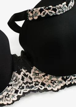 bonprix bonprix Sujetador con tirantes acolchados Negro-blanco lana Best