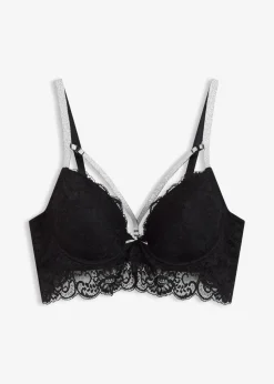 bonprix bonprix Sujetador con tirantes brillantes desmontables Negro-plata Sale