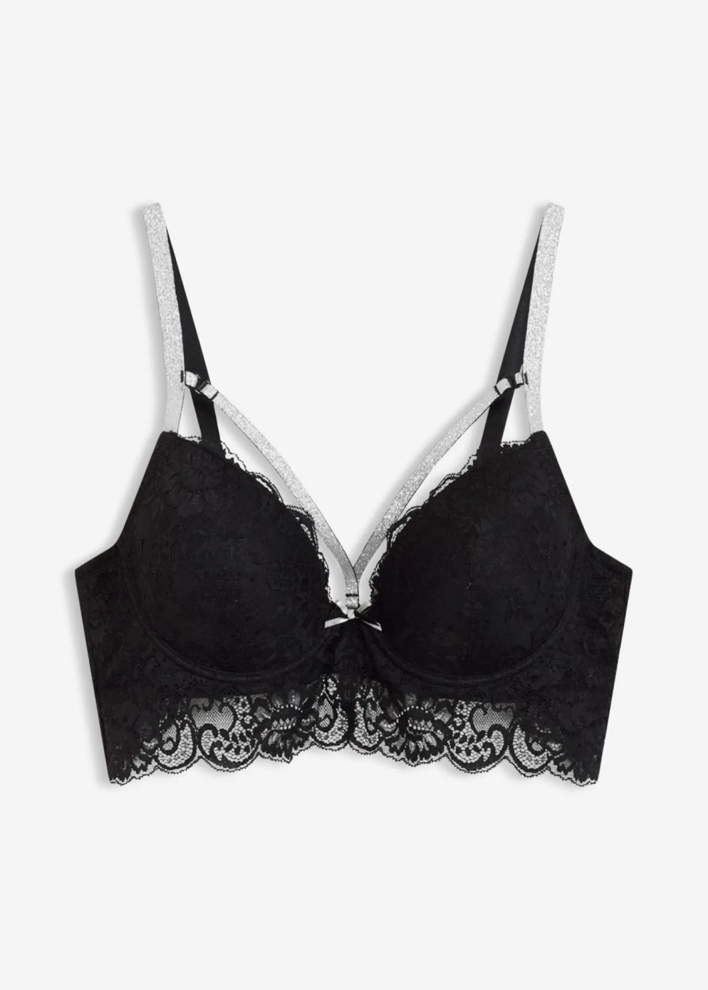 bonprix bonprix Sujetador con tirantes brillantes desmontables Negro-plata Sale
