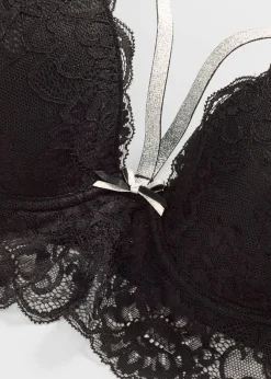 bonprix bonprix Sujetador con tirantes brillantes desmontables Negro-plata Sale