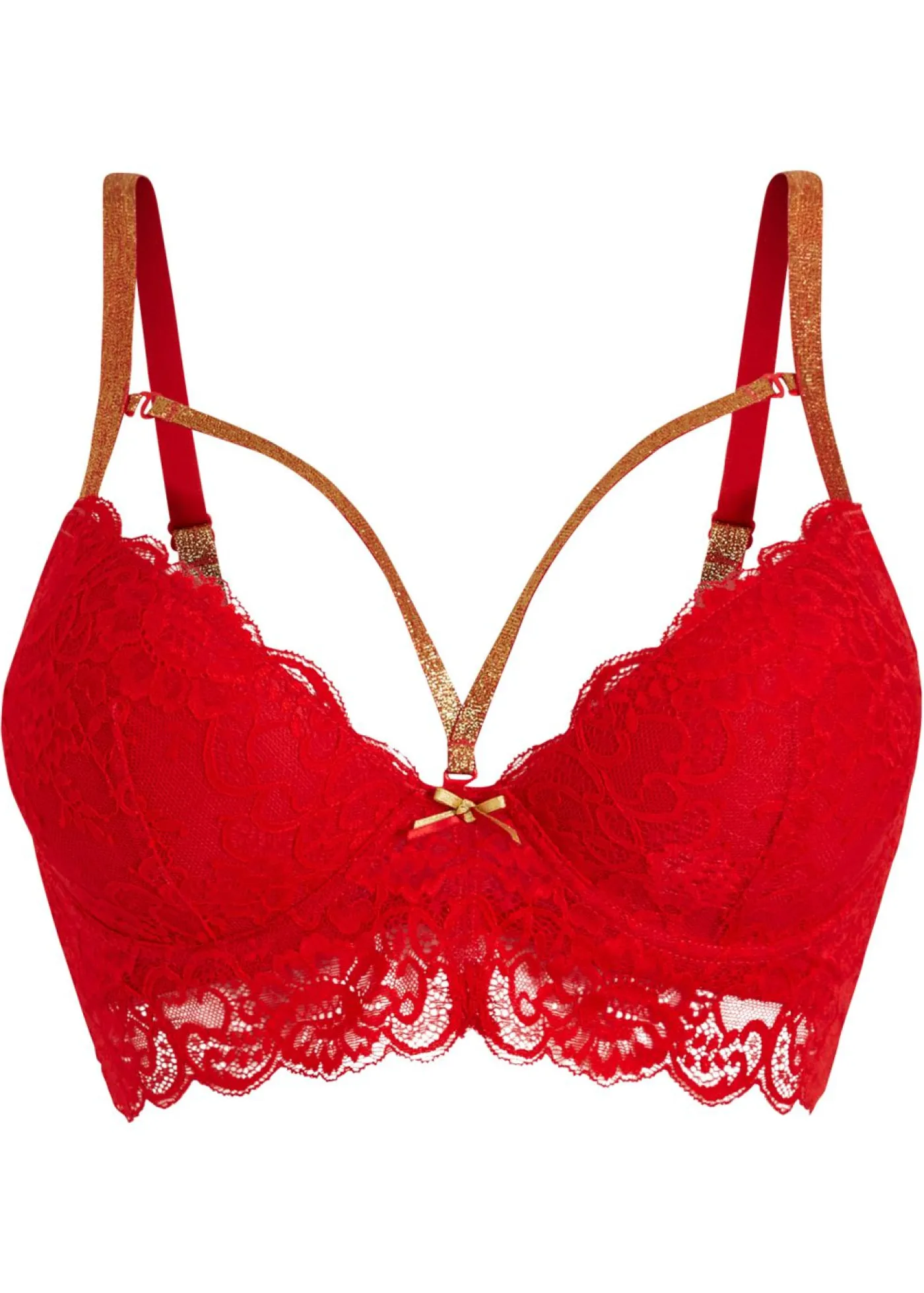 bonprix bonprix Sujetador con tirantes brillantes desmontables rojo intenso/oro metalizado Online
