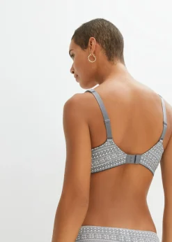 bonprix bonprix Sujetador de algodón orgánico sin aros (2 unidades) Gris jaspeado/blanco estampado+ gris jaspeado Clearance