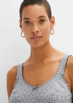 bonprix bonprix Sujetador de algodón orgánico sin aros (2 unidades) Gris jaspeado/blanco estampado+ gris jaspeado Clearance