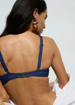 bonprix bonprix Sujetador de bikini con aros y aspecto vaquero Azul marino New