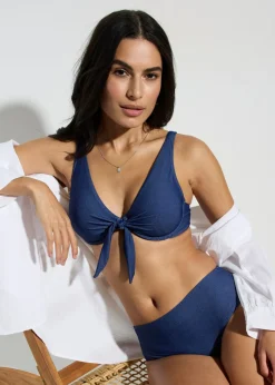 bonprix bonprix Sujetador de bikini con aros y aspecto vaquero Azul marino New